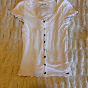 Hollister White Fitted Buttoned Top